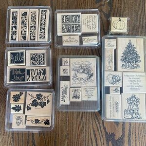 Assorted Rubber Stamp Set with Holiday and Floral Designs
